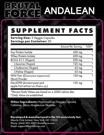 Brutal Force AndaLean Ingredients
