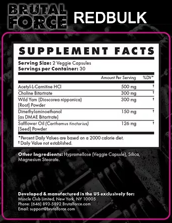 Brutal Force RadBulk Ingredients